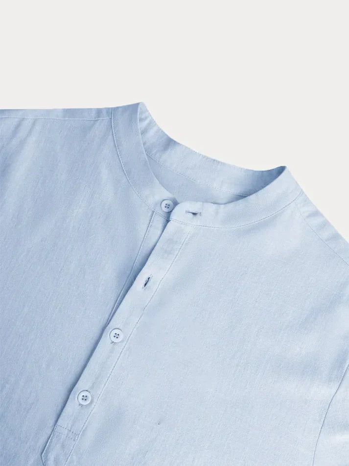 Chemise décontractée pour hommes à manches longues en lin et coton