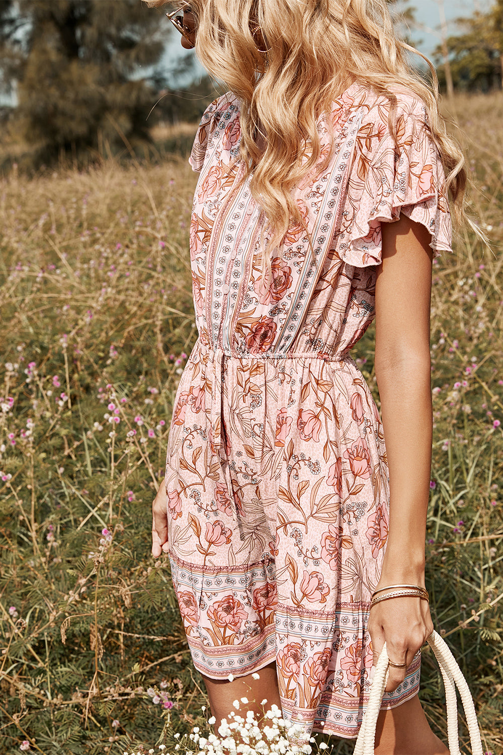 Blush Flower Print Summer Boho Robe